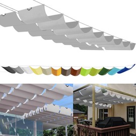 Retractable Awning 1 x 3.5 m, Made to Measure Pergola Awning Adjustable Shade Cover 95% UV Protection & Tear-Resistant Includes Mounting Ropes for Patio / Pergola Light Grey