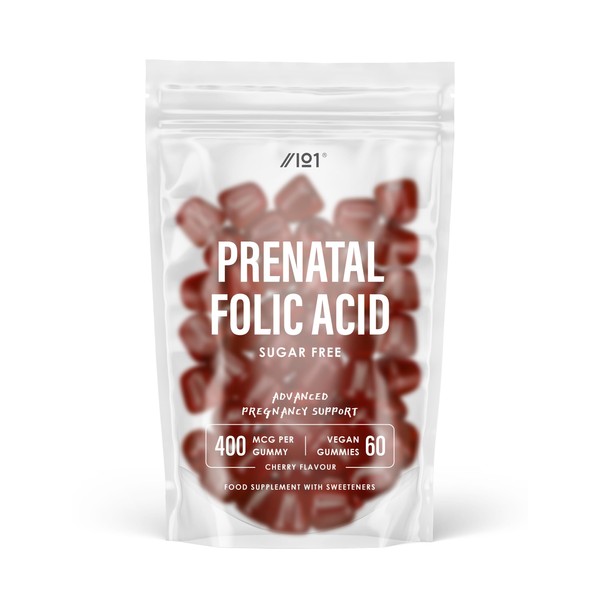 Prenatal Folic Acid Gummies 400mcg | Sugar Free Chewable | 2 Months Supply | Vegan & Gluten Free | Pregnancy Care – Prenatal Health & Maternal Tissue Growth During Pregnancy | Made by ALPHA01®