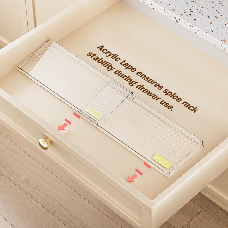 PanPanPal Spice Drawer Organizer, 4 Pack Clear Seasoning Organizer Rack,