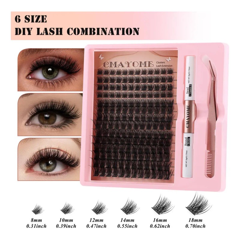 Kit De Pestañas Cmayome 18mm Rizadas Y Voluminosas