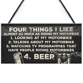 RED OCEAN Man Cave Motorbike Motorcycle Biker Dad Gift For Him Hanging Plaque Vintage Sign Garage Wall Decor