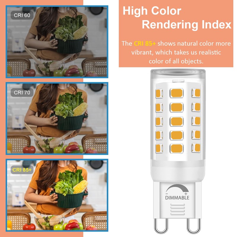 Brantoo G9 LED Bulb Dimmable 2700K Warm White, T4 4W
