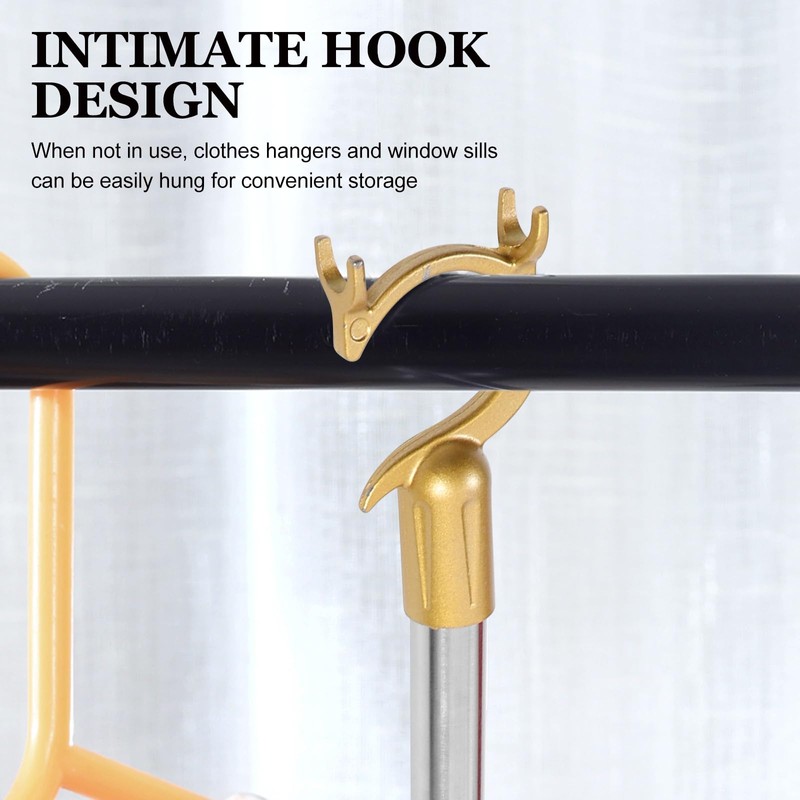 Zerodeko Retractable Clothes Drying Rod, Adjustable Wardrobe Hook Rod, Metal