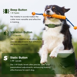 ByteRoll Dog Training Collar, Waterproof Remote Dog Collar with 3 Modes: Beep, Vibration, Safe Static,1600Ft Range, Rechargeable, Adjustable E-Collar for Small Medium Large Dogs