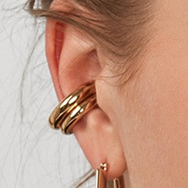 Round Huggie Ear Cuff Earrings for Women Adjustable Non Piercing Clip On Wrap Cartilage Earrings Ear Clip Fake Earrings (GOLD)…