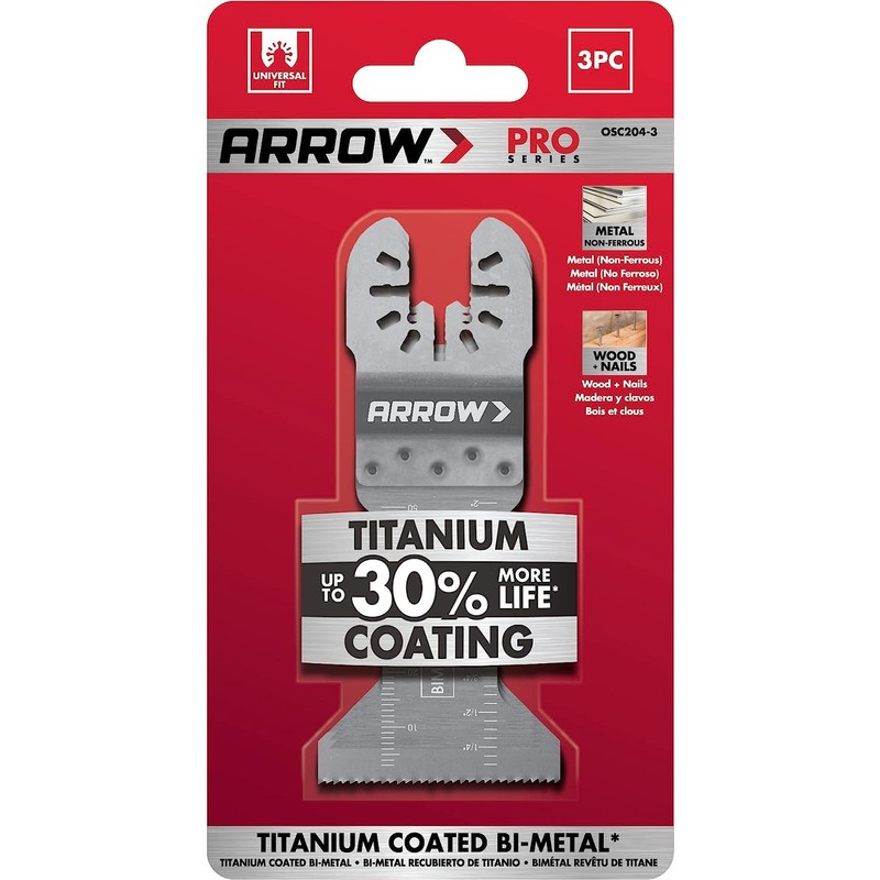 Arrow OSC204-3 Titanium Coated Oscillating Tool Saw Blades for Woodworking,