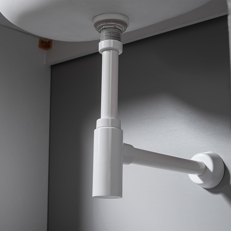 RANDOM Round Bottle P Trap Bathroom Sink 1-1/4,White ABS Plastic