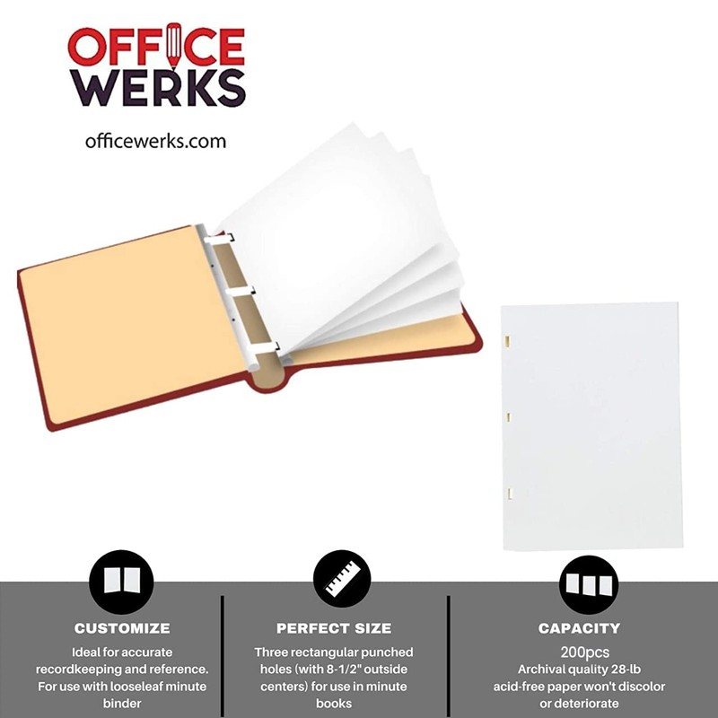 Performore 11 X 8.5 Inch Letter Size Minute Book Paper,
