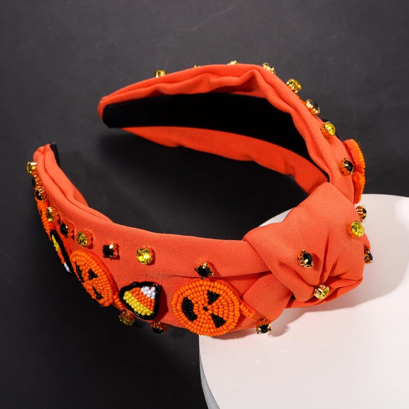 PHALIN Diadema anudada de Halloween para mujer (naranja)
