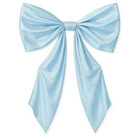 GUDELAK 43 x 24 Inches Large Bow Themed Party Decorations Giant Blue Bow Decor Satin Ribbon, Contains Felt Big Blue Bow Wall Decor Girl Coquette Birthday Wedding Decorations