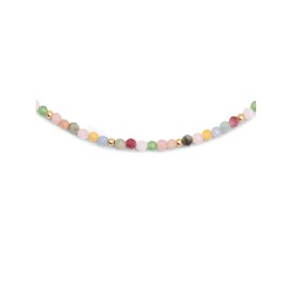 SINGULARU - Altea Colors Necklace - Stainless Steel Necklace with 18 Carat Gold Plating - Necklace with Natural Stones - Length 35 cm + 5 cm - Jewellery for Women, Gold, No Gemstone