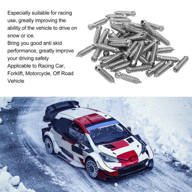 50Pcs Snow Anti Skid Tire Studs Screws M6x6mm Snow Tire