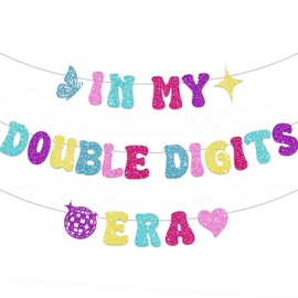 In My Double Digits Era Banner, 10th Birthday Banner Colorful Glitter Double Digits Banners for Girls 10 Years Old Birthday Party Decorations