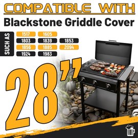 Kojem Hinged Lid Griddle Cover Compatible with 28 inch Blackstone Griddle with Rear & Right Grease Collection Steel Powder Coated Black