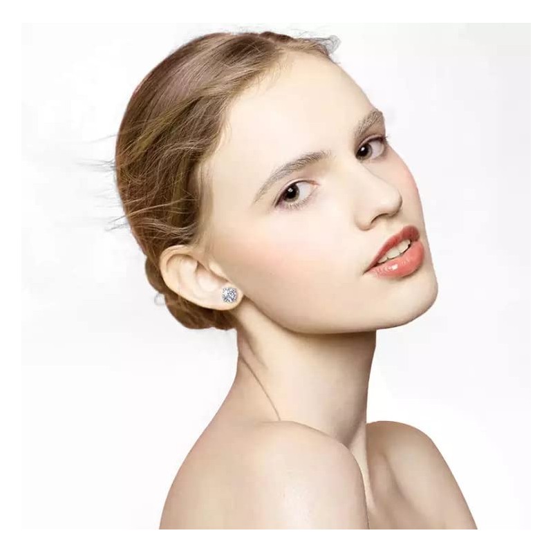 1 Pair Round Stainless Ear Stud Fake Silver Piercing Earrings