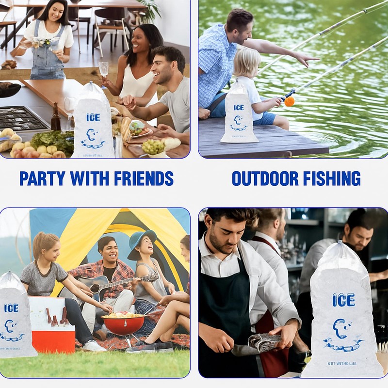 Ice Cube Bags Ice Bags with Drawstring - Heavy Duty