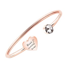 PLITI Aunt Bangle Best Auntie Ever Bracelet Jewelry Gifts from Niece Cuff Bracelets for Women (Best Auntie RG)