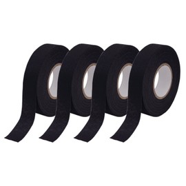 Electric Insulation Tape Fabric, 3/4In x 50ft Automotive Tape Cloth, High Temp Tape for Exhaust - 4 Rolls Wire Harness Friction Tape Black(Non-Flame Retardant)
