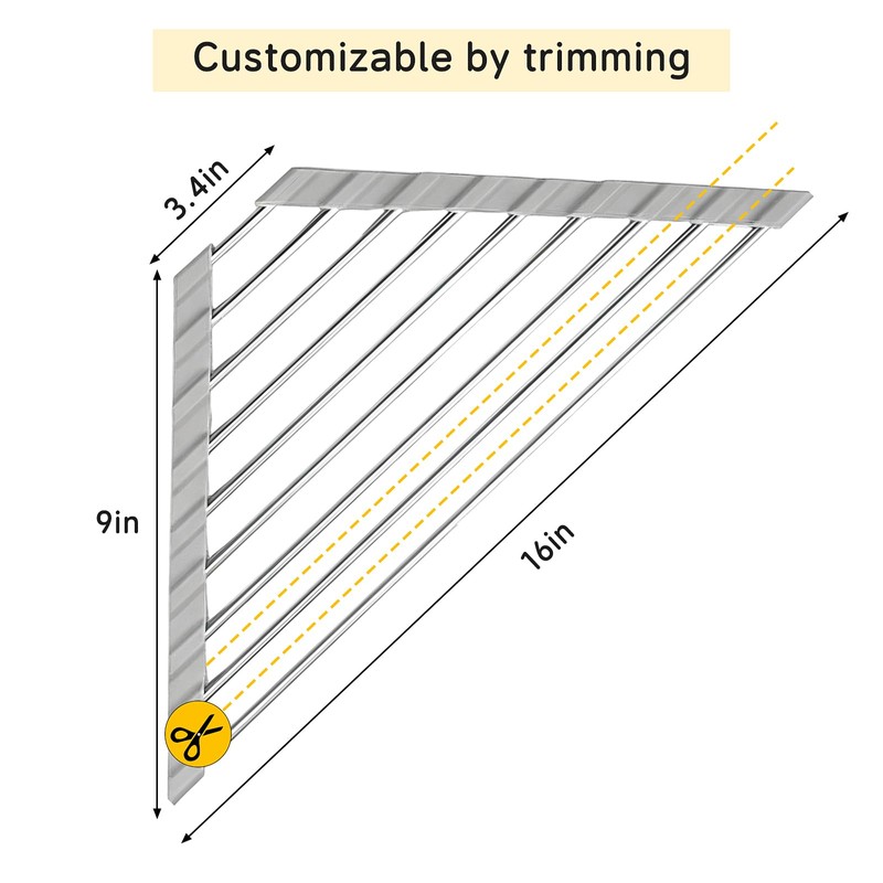 Kitchen Stainless Steel Corner Caddy Triangle Dish Drying Rack for