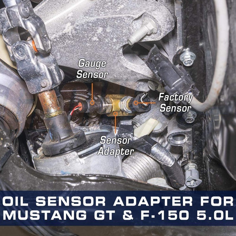 GlowShift Oil Pressure/Temperature Sensor Thread Adapter Compatible with Ford Mustang