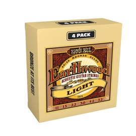 Ernie Ball Earthwood Light 80/20 Bronze Acoustic Guitar Strings, 11-52 Gauge, 4 Count (Pack of 1)