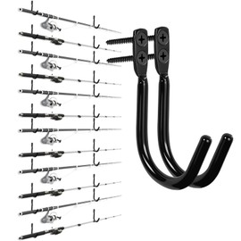 TOPTOYBOX Fishing Rod Holder for Garage, Fishing Rod Holder, Wall Mount Fishing Pole Holders, Rod Holder with Soft Protective Pad, Garage Organization (6)