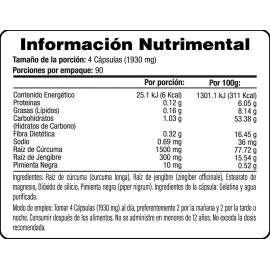 Cúrcuma + Jengibre + Pimienta Negra – 360 cápsulas – Anti‑inflamatorio, Antioxidante y Apoyo Digestivo