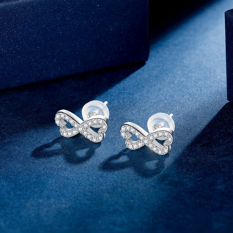 J.MUEN Infinity Earrings for Women 925 Sterling Silver with Cubic
