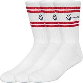Karl Kani Signature Stripe Socks Pack of 3, White/red