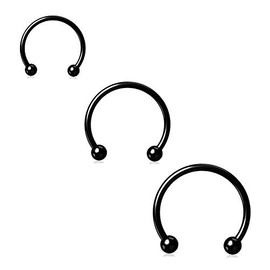 NZDLM Bull Nose Ring Horseshoe Hoop Nose Rings Cartilage Earring Nose Septum Nose Nostril Stainless Steel for Women Men Black
