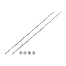 sourcing map Fully Threaded Rod M4 x 250mm 0.7mm Thread Pitch 304 Stainless Steel Right Hand Threaded Rods Bar Studs Long Threaded Screw With Screw Nuts 2 Pack