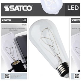 Satco S11527 LED Bulb, 6W (40W Eq), ST19 Vintage Style, Loop Flex Gray Filament, 2700K Warm White, E26 Medium Base, Dimmable, Clear Glass, 500 Lumens, 120V, Enclosed Fixture Rated (12 Pack)