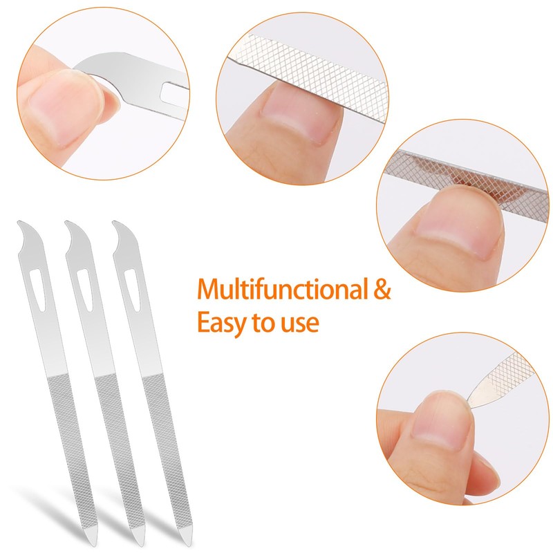 6-Piece Stainless Steel Nail File Set with Cleaner Tip -