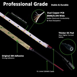 JOYLIT 24V LED Strip Side Emitting 16.4FT 630LEDs 6000K Cool White, UL Listed Premium SMD 4020 75W CRI 92+ 8000LM Super Bright Dimmable Adhesive Tape Light Indoor Task Lighting for Showcase, Cabinet