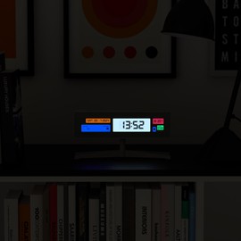 NEWGATE® Supergenius LCD Alarm Clock - Bedside Clock - Desk Clock - Digital Clock - Digital Alarm Clock - Bedroom Accessories - LCD Display - Office Clock (White)