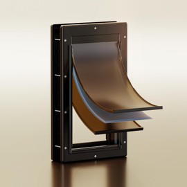 PETCOMING 3-Flap Dog Door, Doggy Doggie Door, Cat Door for Install in Interior and Exterior Doors or Wall, Insulation Layer, 2 Magnetic Flaps, Closing Panel, Never Rust, for Pets Up to 45lb (Medium)