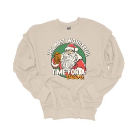 Trenz Shirt Company Womens Christmas Sweatshirt The Most Wonderful Time for A Beer Festive Holiday Crewneck Sweatshirt-Sand-4xl
