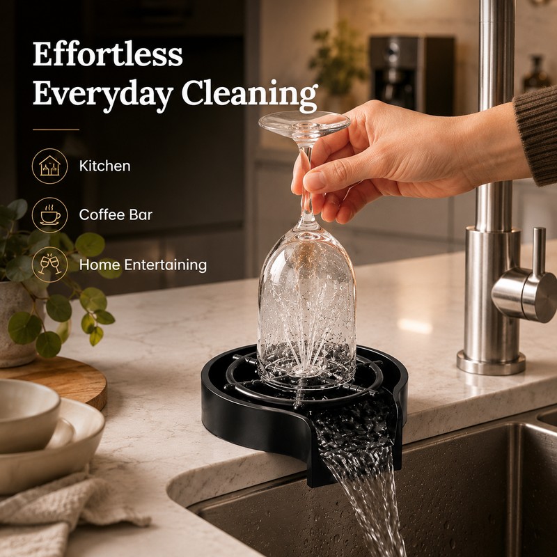 2-in-1 Glass Rinser for Kitchen Sink – 304 Stainless Steel