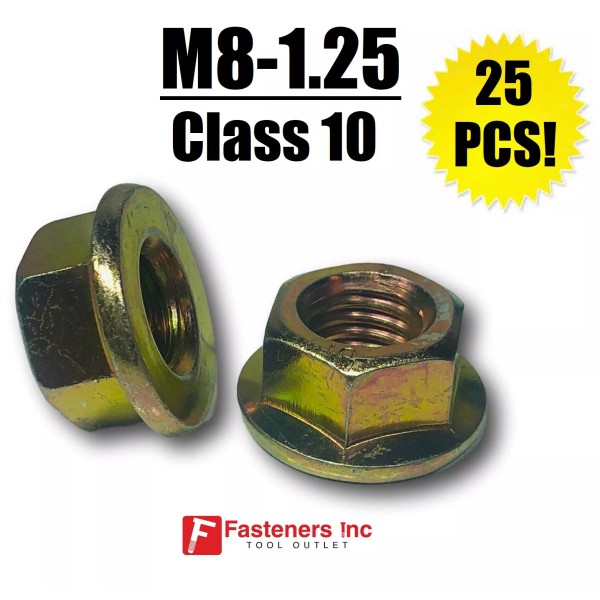 Redding Fasteners (QTY 25) M8-1.25 Metric Hex Flange Nuts Class