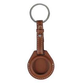 ZhaoCo Echt Ledertasche für AirTag Schutzhülle mit Schlüsselring, Anti-Kratzer - Braun