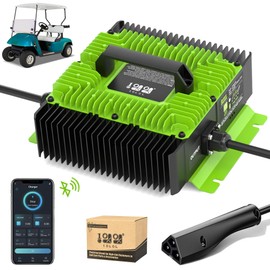 10L0L Golf Cart 18 AMP 48V Golf Cart Charger for EZGO RXV, with 3-pin Plug, Bluetooth, Voice, Auto Charge, Multi-Battery Compatibility - Fast Charging, Silent, IP66 Waterproof
