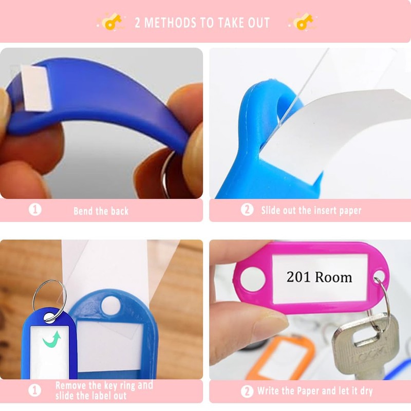 Key Tags 100 Pieces Keyring Tags Key Labels Plastic Key