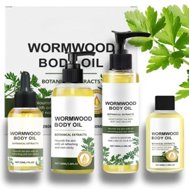 Wormwood Body Oil Gift Set – 280ML Multi-Size Skincare (100MLx2 + 50ML + 30ML) with Jojoba Oil, Shea Butter & Mineral Oil for Hydration & Glow