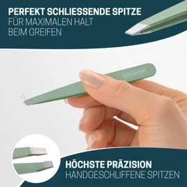 KLINGENHELD® Precise Tweezers Set with Hand-Cut Tips - Perfect for All Applications - Includes Cotton Case 100% Plastic-Free & Sustainable - Tweezers Eyebrow Plucking, 21 Colours