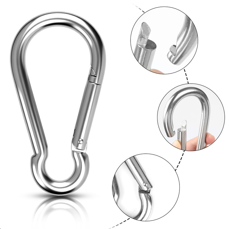 jwtyu 12x140mm Groß Karabinerhaken Edelstahl 2 Stück Edelstahl Karabiner Tragfähigkeit