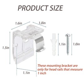 Mini Blind Brackets, Mounting Bracket with Metal Clip, Replacement Brackets for 1" (25MM) Cordless Pleated Shades & Honeycomb Blinds（4 Pack）