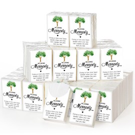 Jetec 100 Pack Funeral Tissues Packs for Guests Memorial Pocket Tissue Mini Individual Travel Tissues Size Love One Passed Funeral Favors Celebration of Life Decoration, 3 Ply, 8 Sheets(Family Tree)