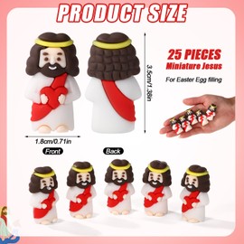 25pcs Miniature Jesus Statue with Red Heart, PVC Material Mini Easter Figures Toy Decor Tiny Small Valentine's Day Little Jesus for Easter Day Party Valentine's Day Favor Gift and Decor (Red)