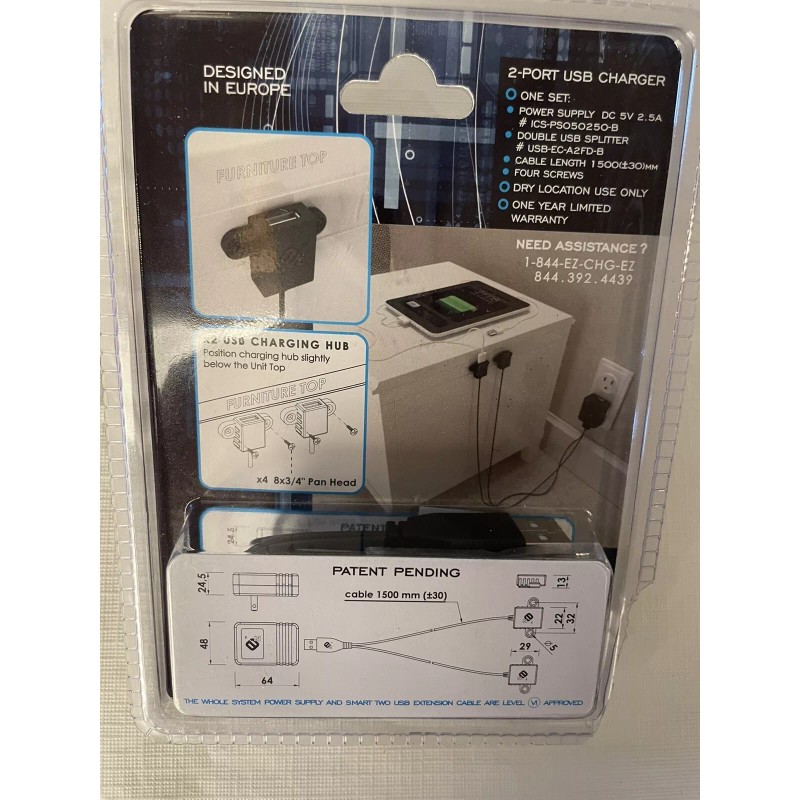 EZ Collection 2-Port USB Charging Station 2FD-B