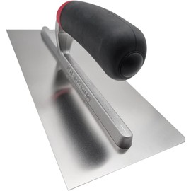 MAURERFREUND - Professional smoothing trowel, extra long aluminium support, non-slip handle, 280 x 120 mm (non-toothed)